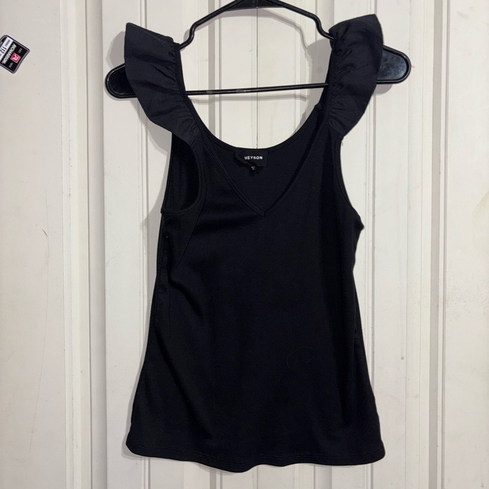 Black Ruffle Sleeve Women's Tabk